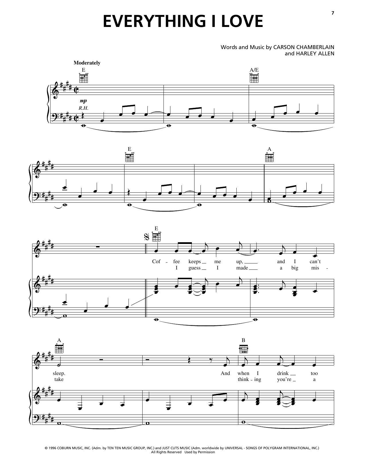 Alan Jackson Everything I Love sheet music notes and chords arranged for Piano, Vocal & Guitar Chords (Right-Hand Melody)