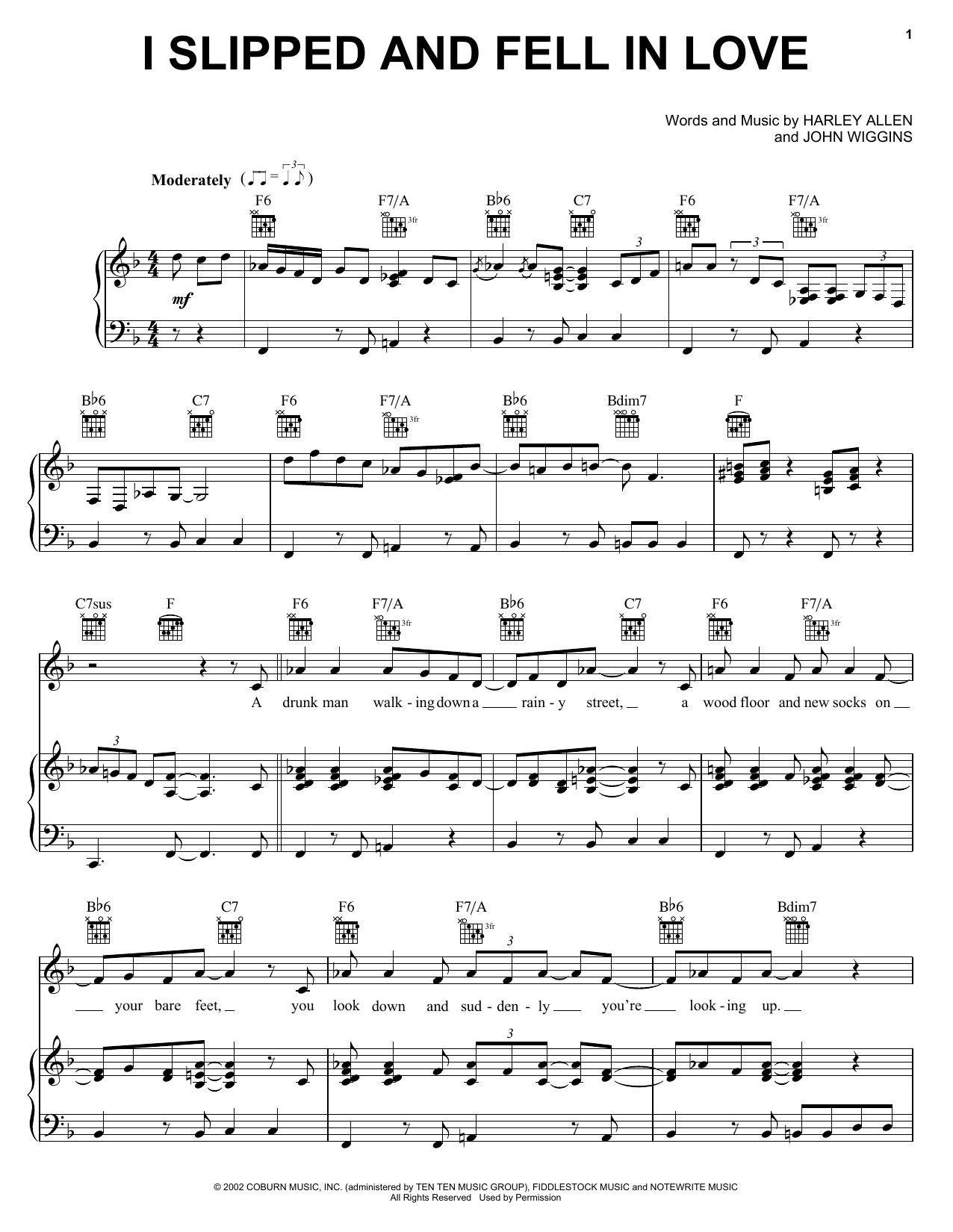 Alan Jackson I Slipped And Fell In Love sheet music notes and chords arranged for Piano, Vocal & Guitar Chords (Right-Hand Melody)