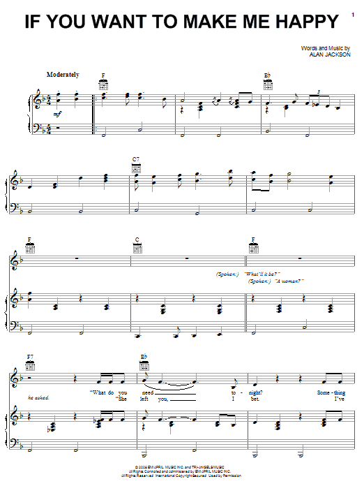 Alan Jackson If You Want To Make Me Happy sheet music notes and chords arranged for Piano, Vocal & Guitar Chords (Right-Hand Melody)