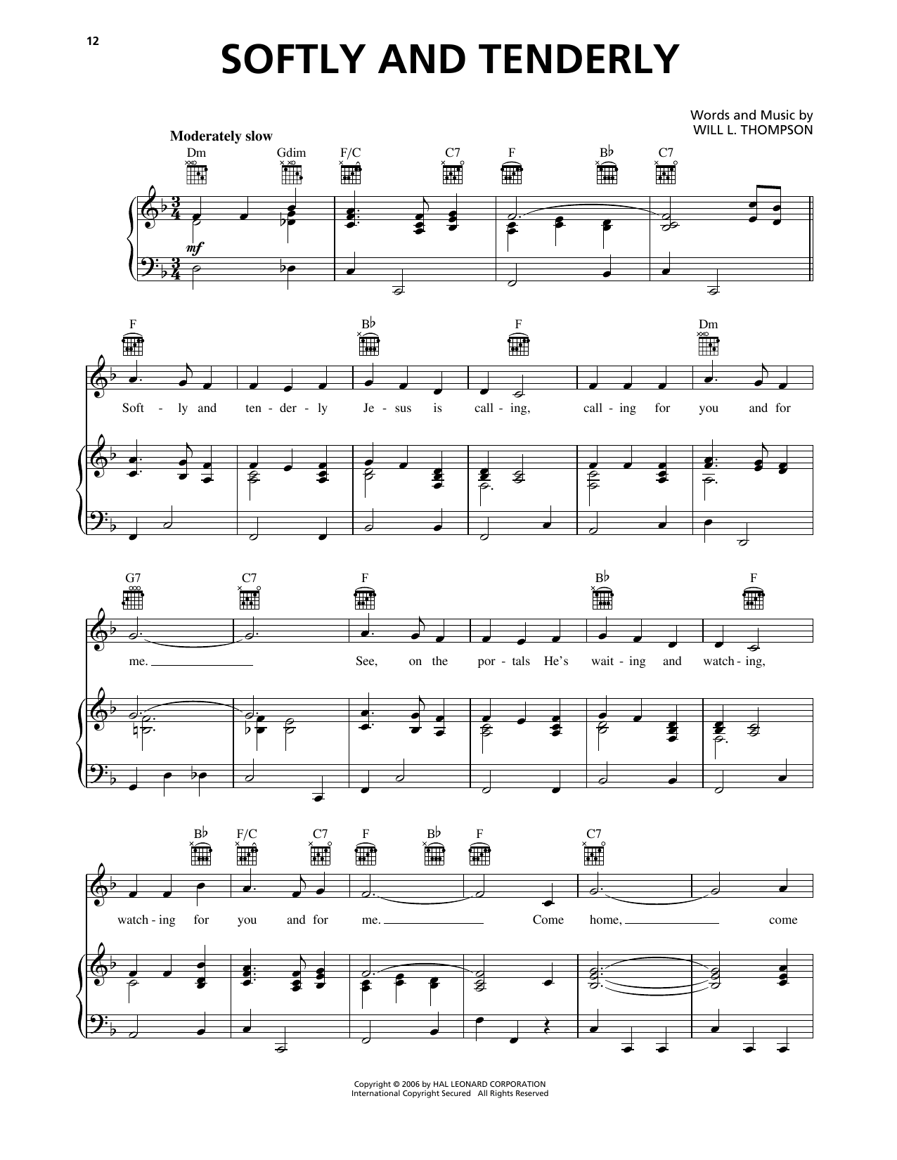 Alan Jackson Softly And Tenderly sheet music notes and chords arranged for Piano, Vocal & Guitar Chords (Right-Hand Melody)