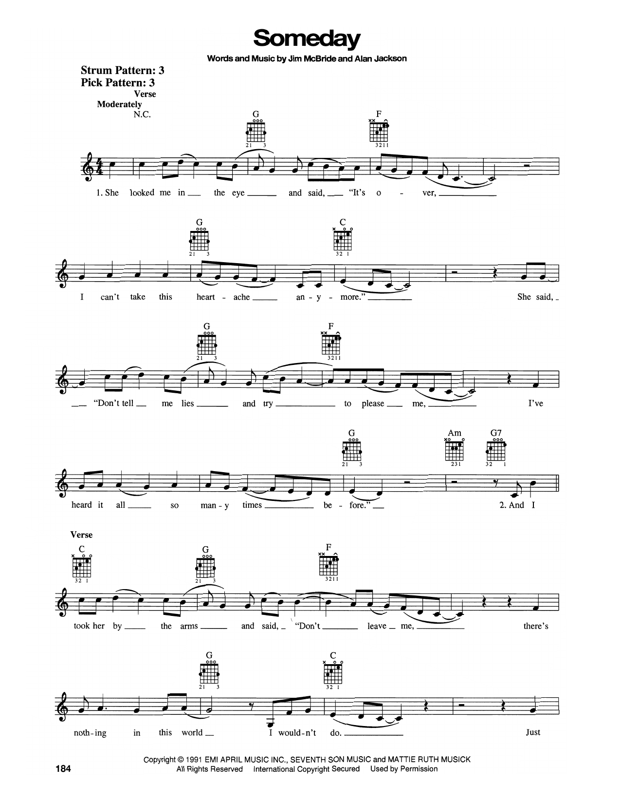 Alan Jackson Someday sheet music notes and chords arranged for Easy Guitar