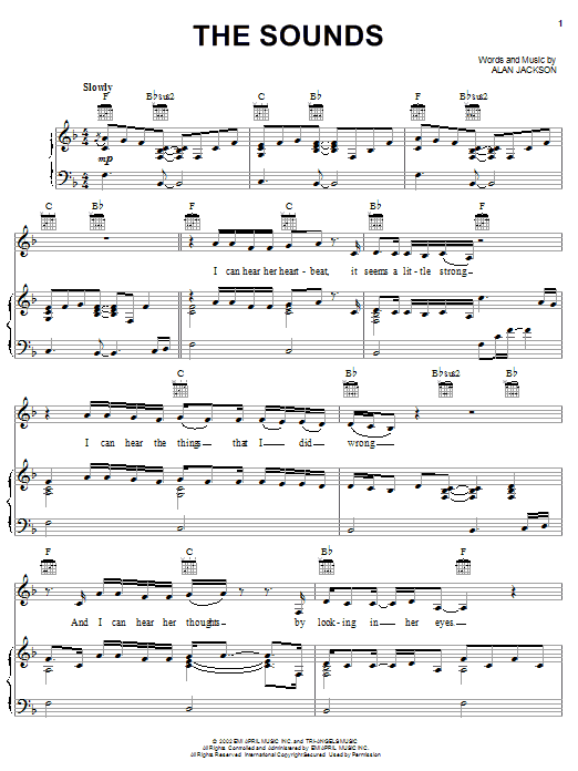 Alan Jackson The Sounds sheet music notes and chords arranged for Piano, Vocal & Guitar Chords (Right-Hand Melody)