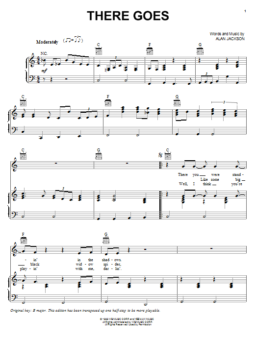 Alan Jackson There Goes sheet music notes and chords arranged for Piano, Vocal & Guitar Chords (Right-Hand Melody)
