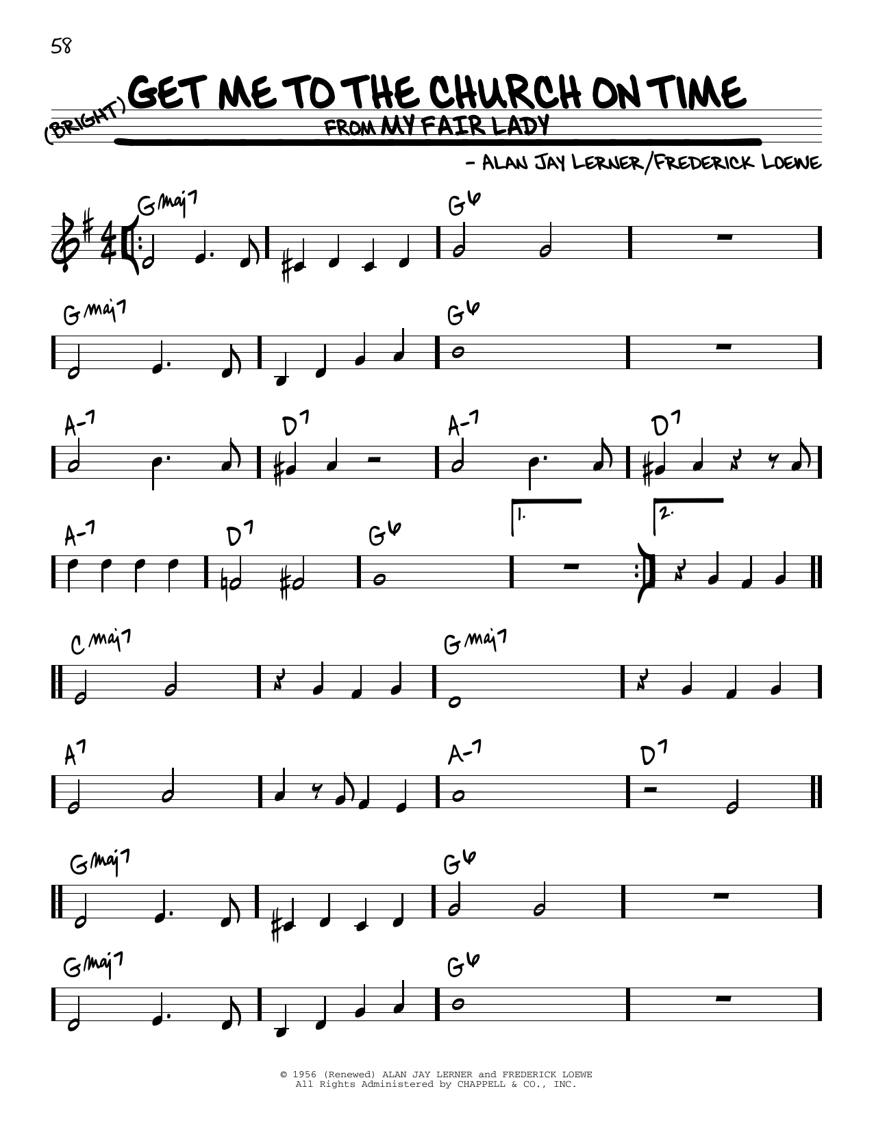 Alan Jay Lerner Get Me To The Church On Time sheet music notes and chords arranged for Solo Guitar