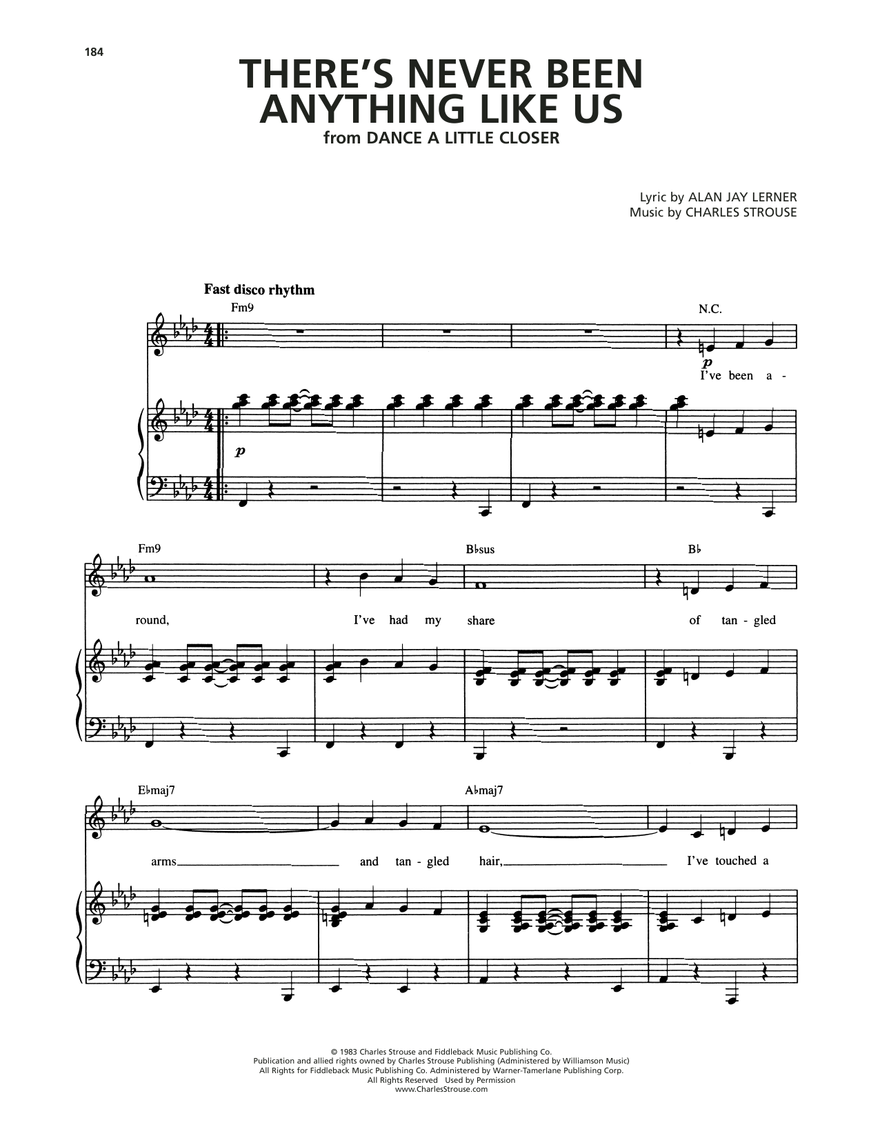 Alan Jay Lerner There's Never Been Anything Like Us (from Dance A Little Closer) sheet music notes and chords arranged for Piano & Vocal