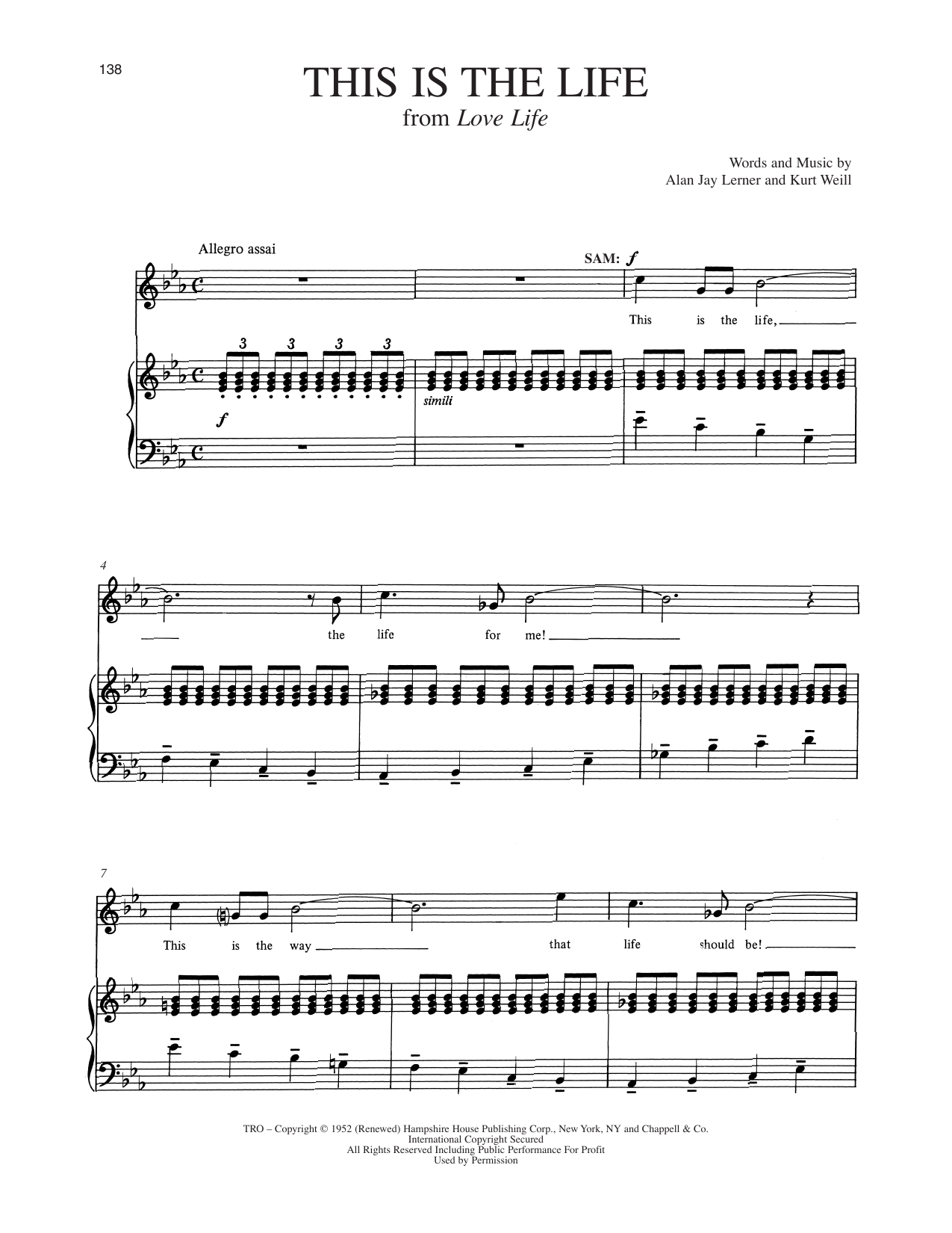 Alan Jay Lerner This Is The Life (from Love Life) sheet music notes and chords arranged for Piano & Vocal
