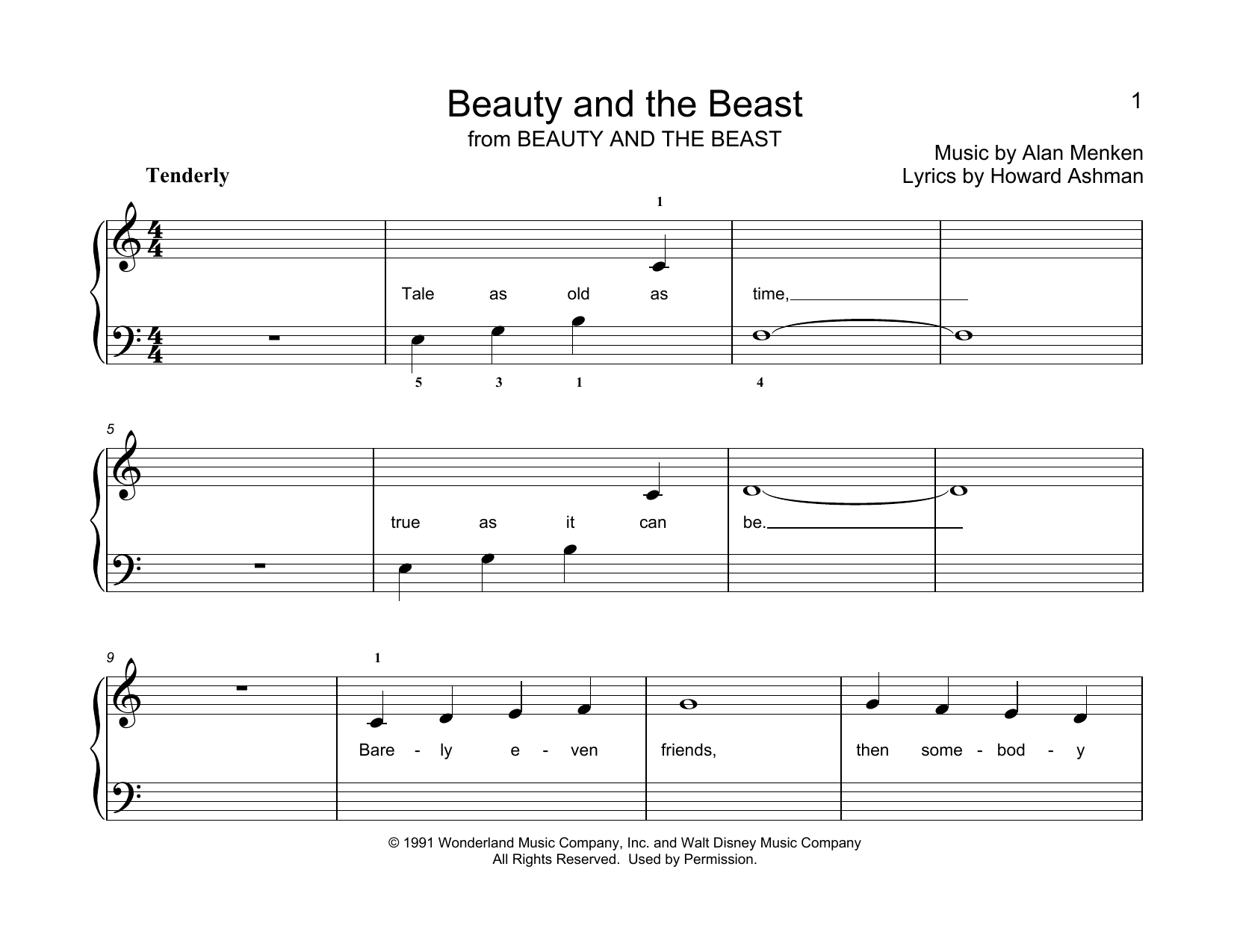 Alan Menken & Howard Ashman Beauty And The Beast (arr. Christopher Hussey) sheet music notes and chords arranged for Educational Piano