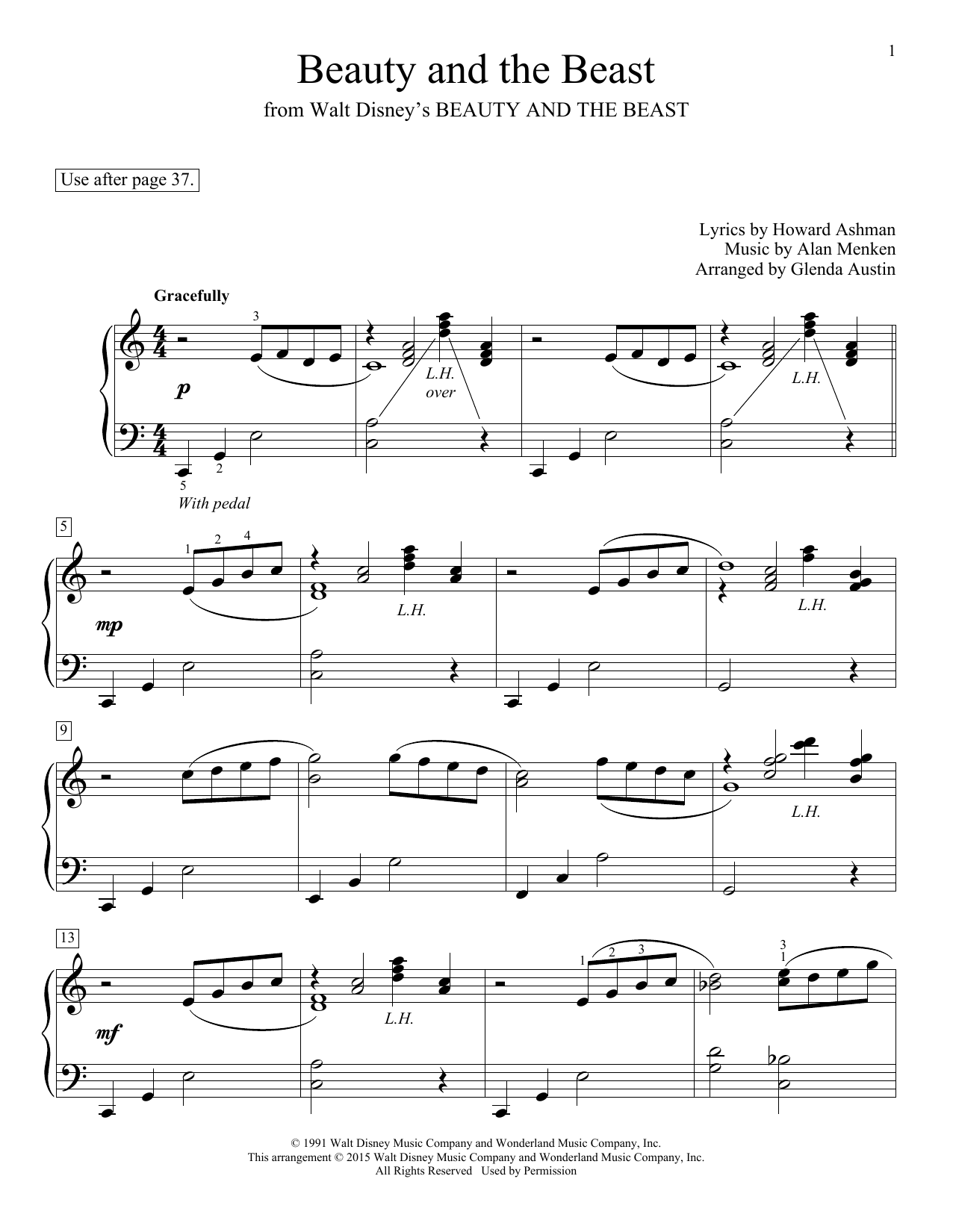 Alan Menken & Howard Ashman Beauty And The Beast (arr. Glenda Austin) sheet music notes and chords arranged for Educational Piano
