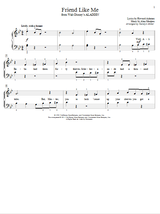 Alan Menken & Howard Ashman Friend Like Me (from Aladdin) (arr. Carolyn Miller) sheet music notes and chords arranged for Educational Piano