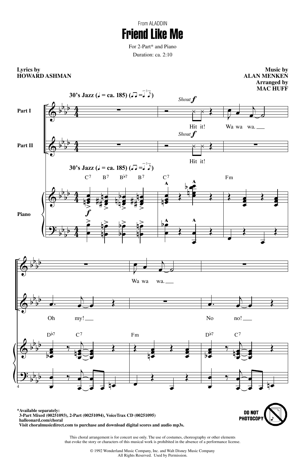 Alan Menken & Howard Ashman Friend Like Me (from Aladdin) (arr. Mac Huff) sheet music notes and chords arranged for 2-Part Choir