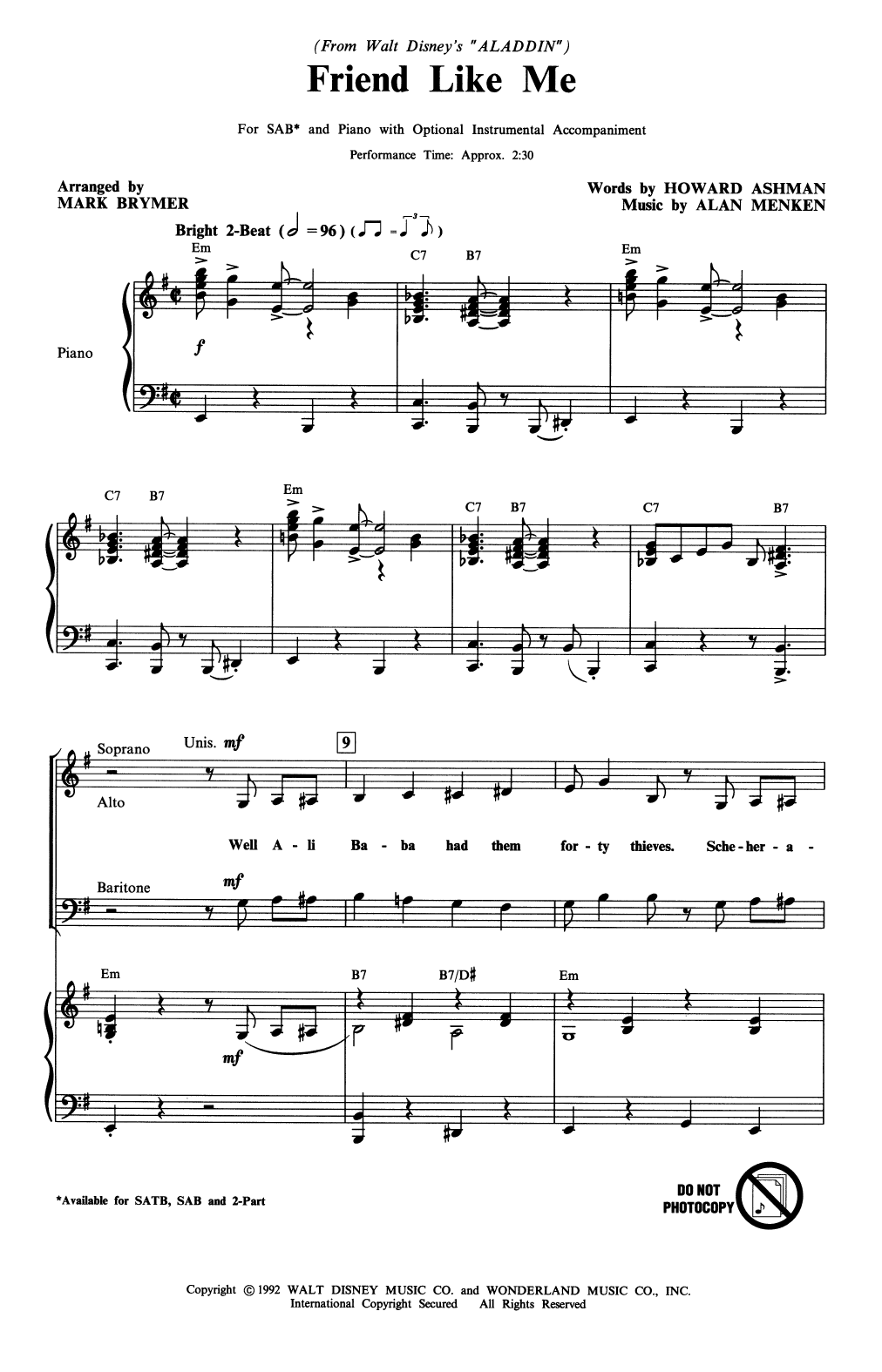 Alan Menken & Howard Ashman Friend Like Me (from Aladdin) (arr. Mark Brymer) sheet music notes and chords arranged for SATB Choir