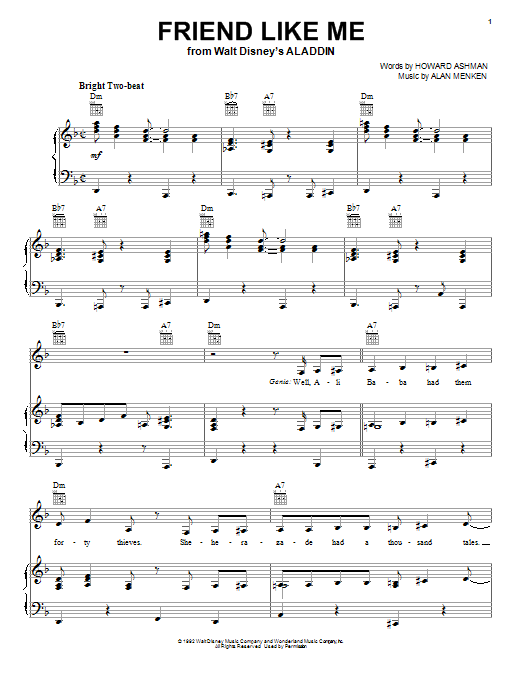 Alan Menken & Howard Ashman Friend Like Me (from Aladdin) sheet music notes and chords arranged for Bells Solo