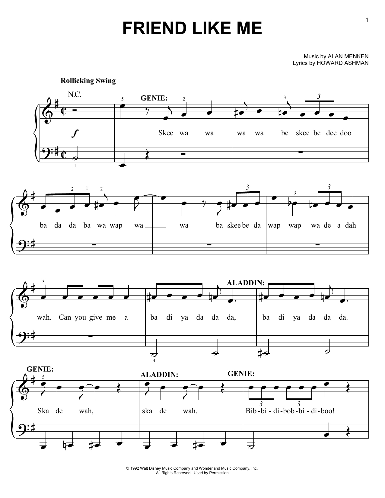 Alan Menken & Howard Ashman Friend Like Me (from Aladdin: The Broadway Musical) sheet music notes and chords arranged for Easy Piano