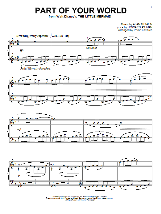 Alan Menken & Howard Ashman Part Of Your World [Classical version] (from The Little Mermaid) (arr. Phillip Keveren) sheet music notes and chords arranged for Piano Solo