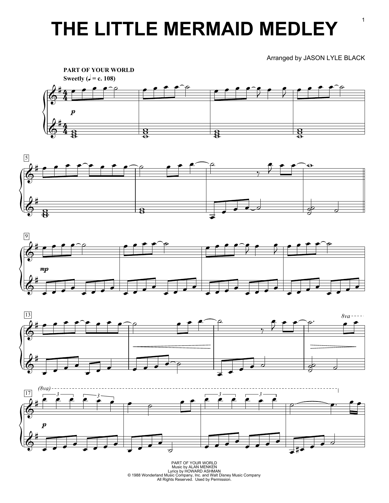 Alan Menken & Howard Ashman The Little Mermaid Medley (arr. Jason Lyle Black) sheet music notes and chords arranged for Piano Solo