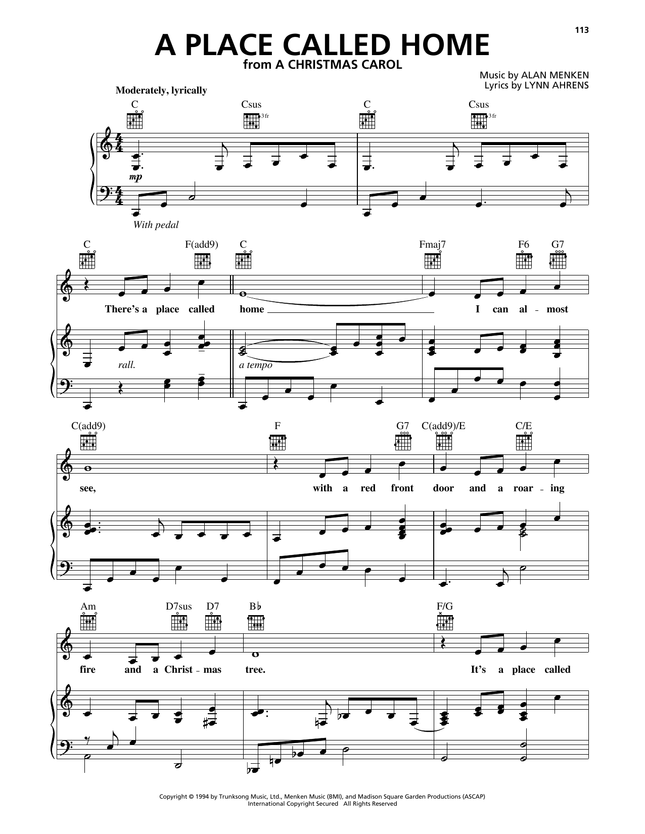 Alan Menken & Lynn Ahrens A Place Called Home (from A Christmas Carol) sheet music notes and chords arranged for Piano, Vocal & Guitar Chords (Right-Hand Melody)