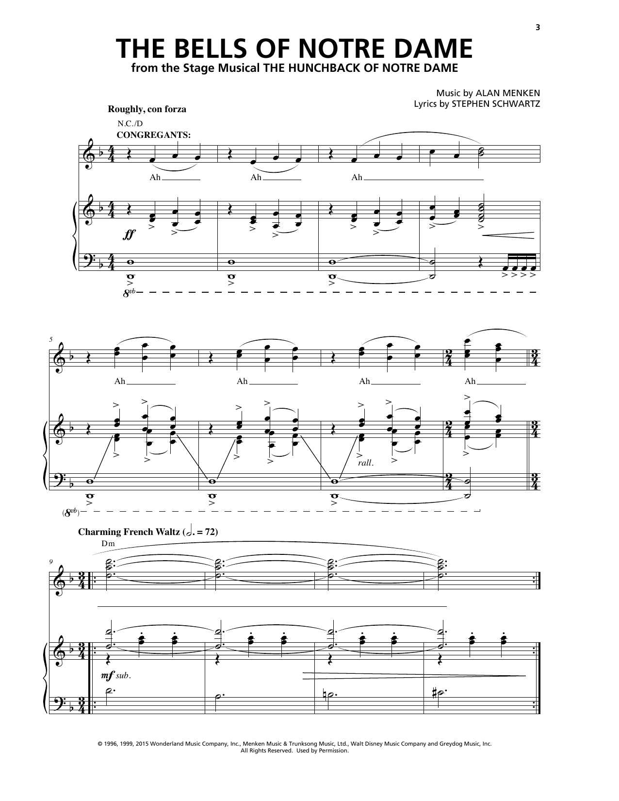 Alan Menken & Stephen Schwartz The Bells Of Notre Dame (from The Hunchback Of Notre Dame: A New Musical) sheet music notes and chords arranged for Piano & Vocal