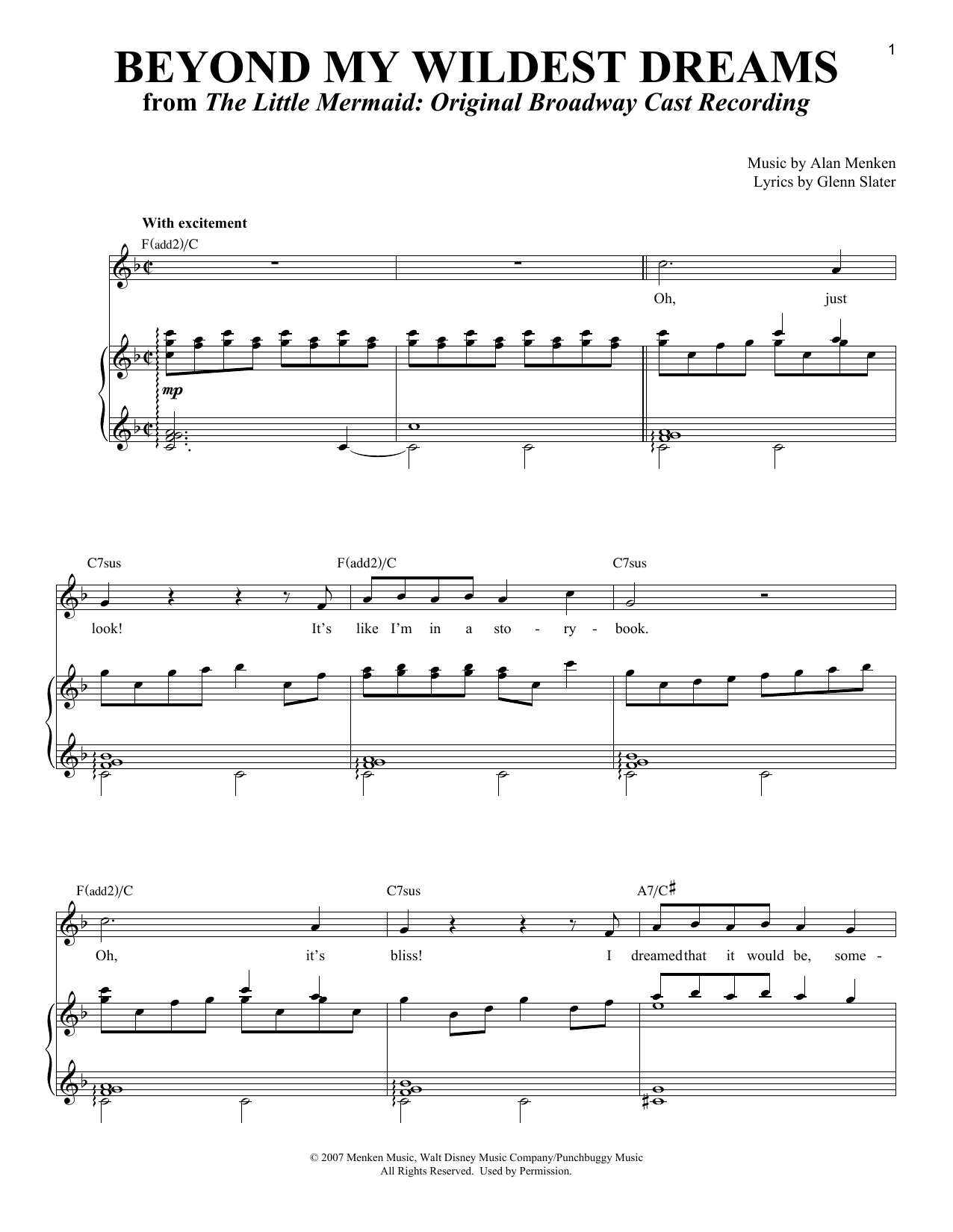 Alan Menken Beyond My Wildest Dreams sheet music notes and chords arranged for Lead Sheet / Fake Book