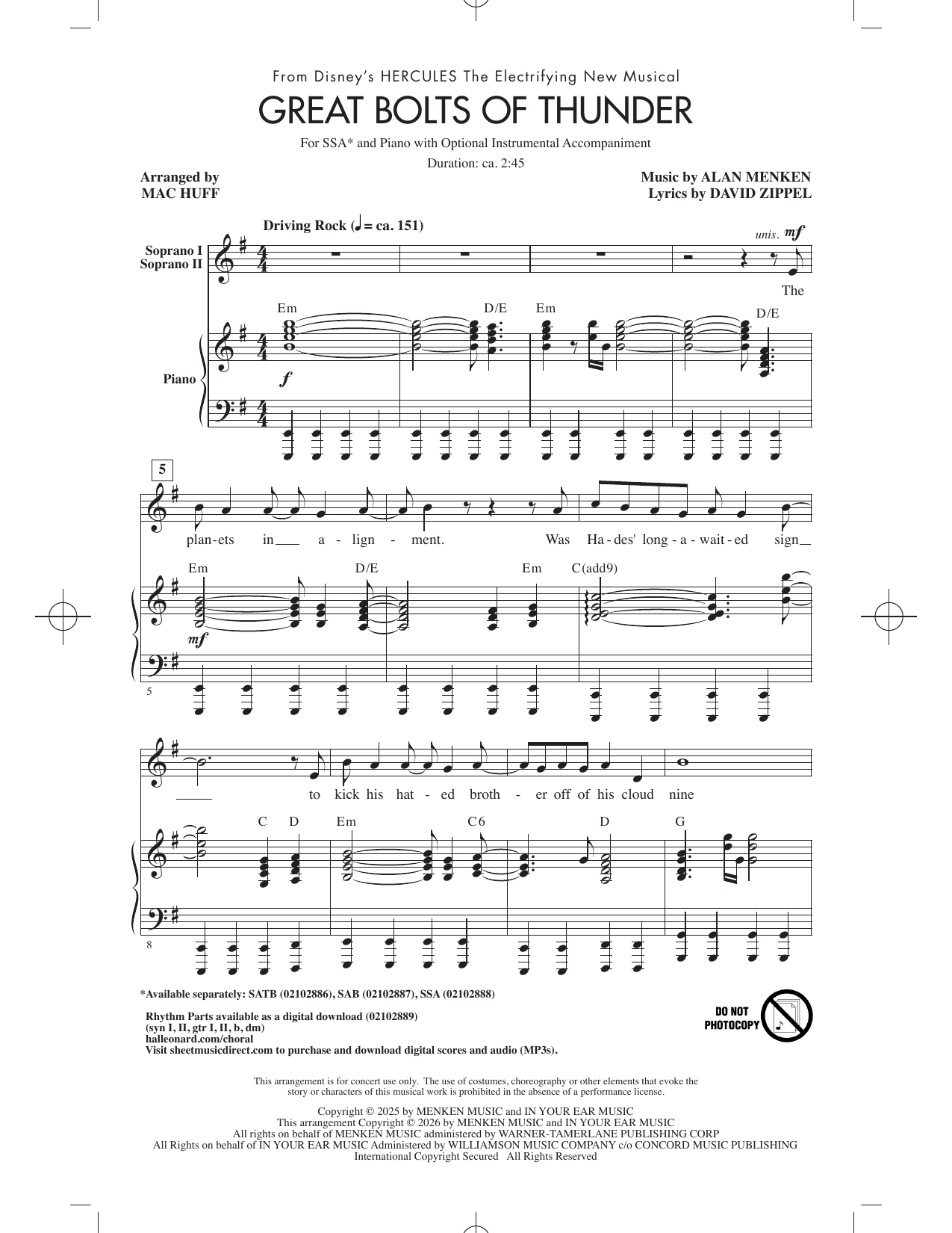 Alan Menken Great Bolts Of Thunder (arr. Mac Huff) sheet music notes and chords arranged for SATB Choir