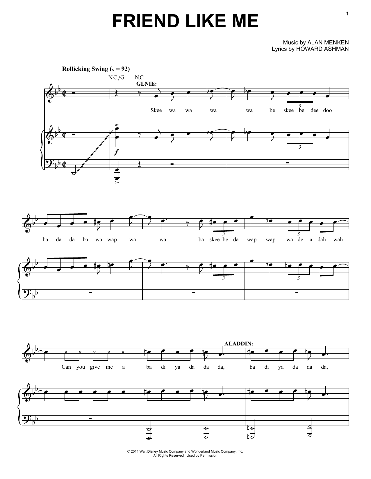 Alan Menken, Howard Ashman & Stephen Schwartz Friend Like Me (Stageplay Version) (from Aladdin: The Broadway Musical) sheet music notes and chords arranged for Clarinet Solo