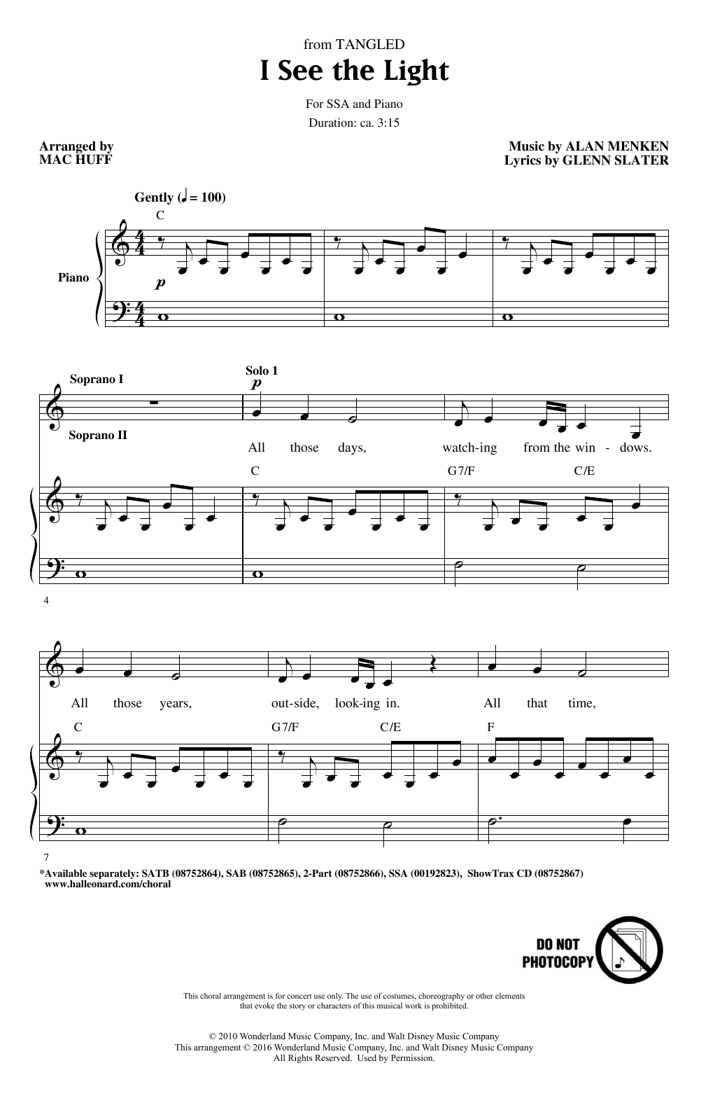Alan Menken I See The Light (from Tangled) (arr. Mac Huff) sheet music notes and chords arranged for SATB Choir