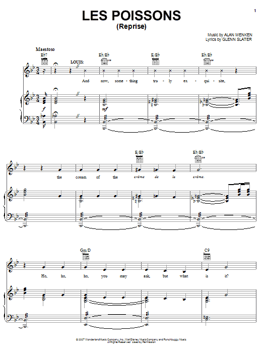 Alan Menken Les Poissons (Reprise) (from The Little Mermaid: A Broadway Musical) sheet music notes and chords arranged for Piano, Vocal & Guitar Chords (Right-Hand Melody)