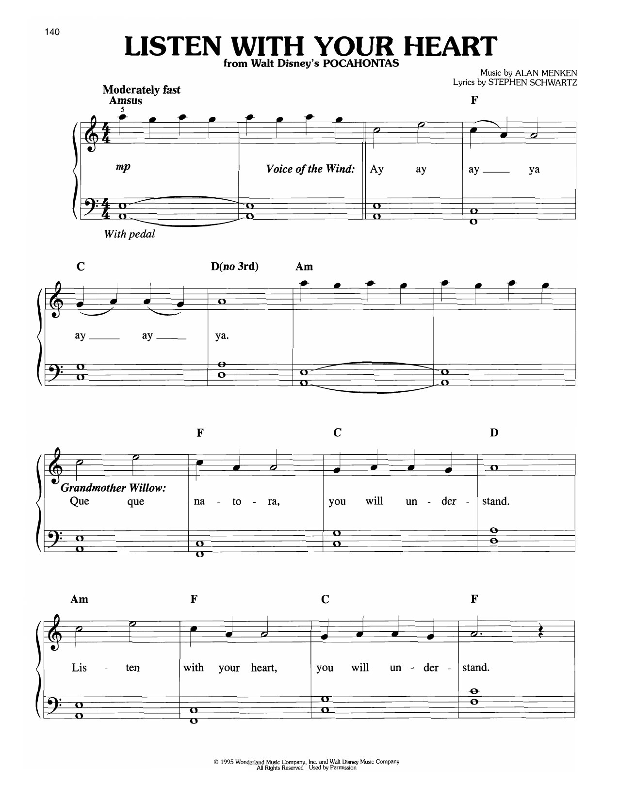 Stephen Schwartz Listen With Your Heart sheet music notes and chords arranged for Piano, Vocal & Guitar Chords (Right-Hand Melody)