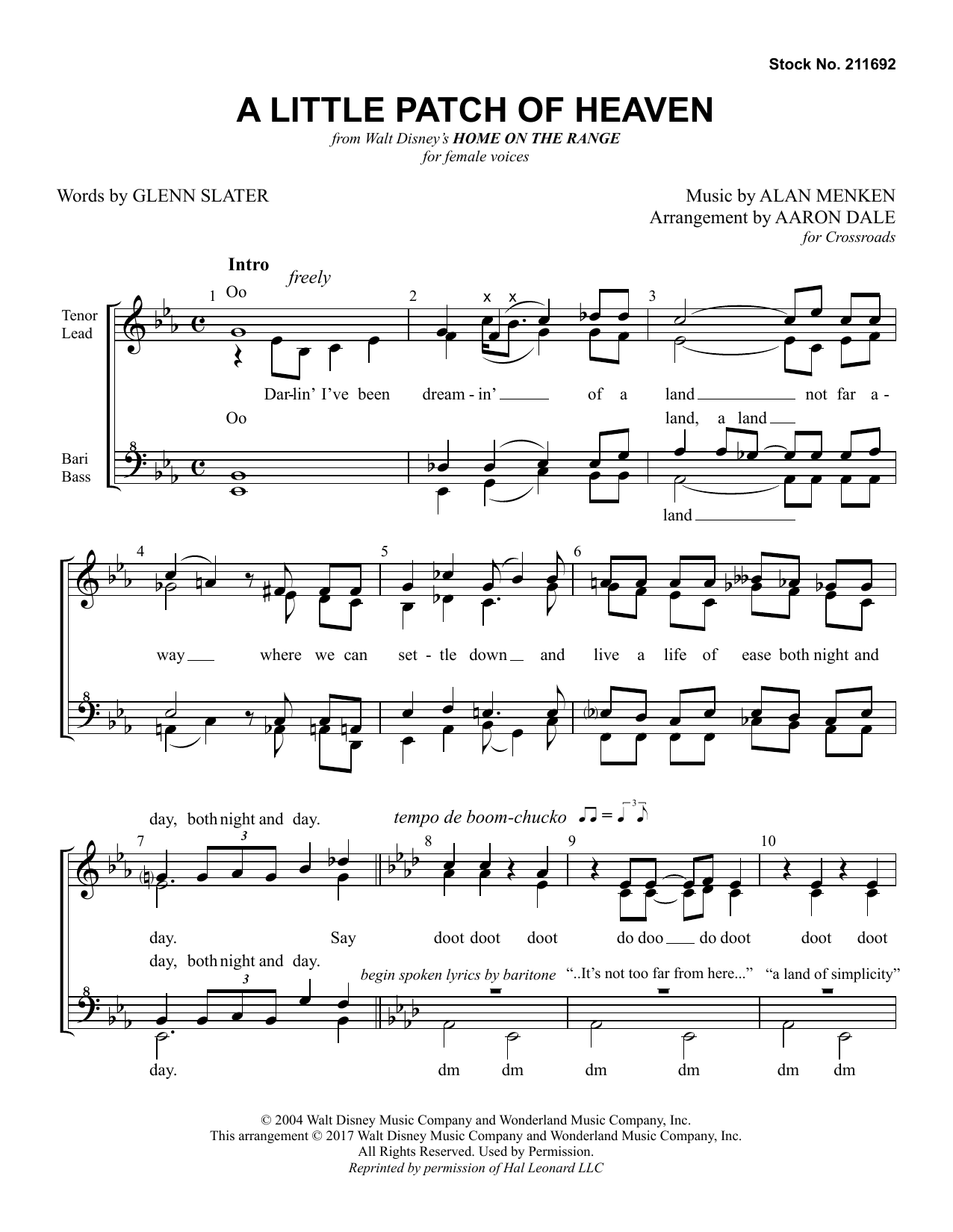 Alan Menken Little Patch Of Heaven (arr. Aaron Dale) sheet music notes and chords arranged for TTBB Choir