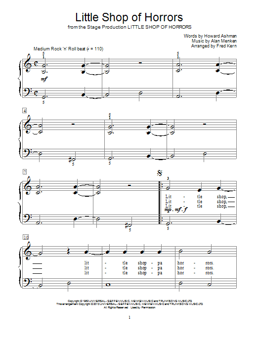 Alan Menken Little Shop Of Horrors (from Little Shop of Horrors) (arr. Fred Kern) sheet music notes and chords arranged for Educational Piano
