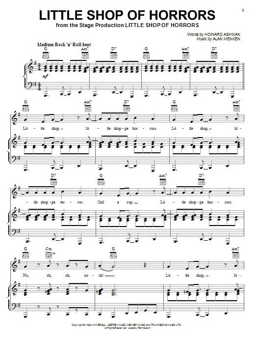 Alan Menken Little Shop Of Horrors (from Little Shop of Horrors) sheet music notes and chords arranged for Big Note Piano
