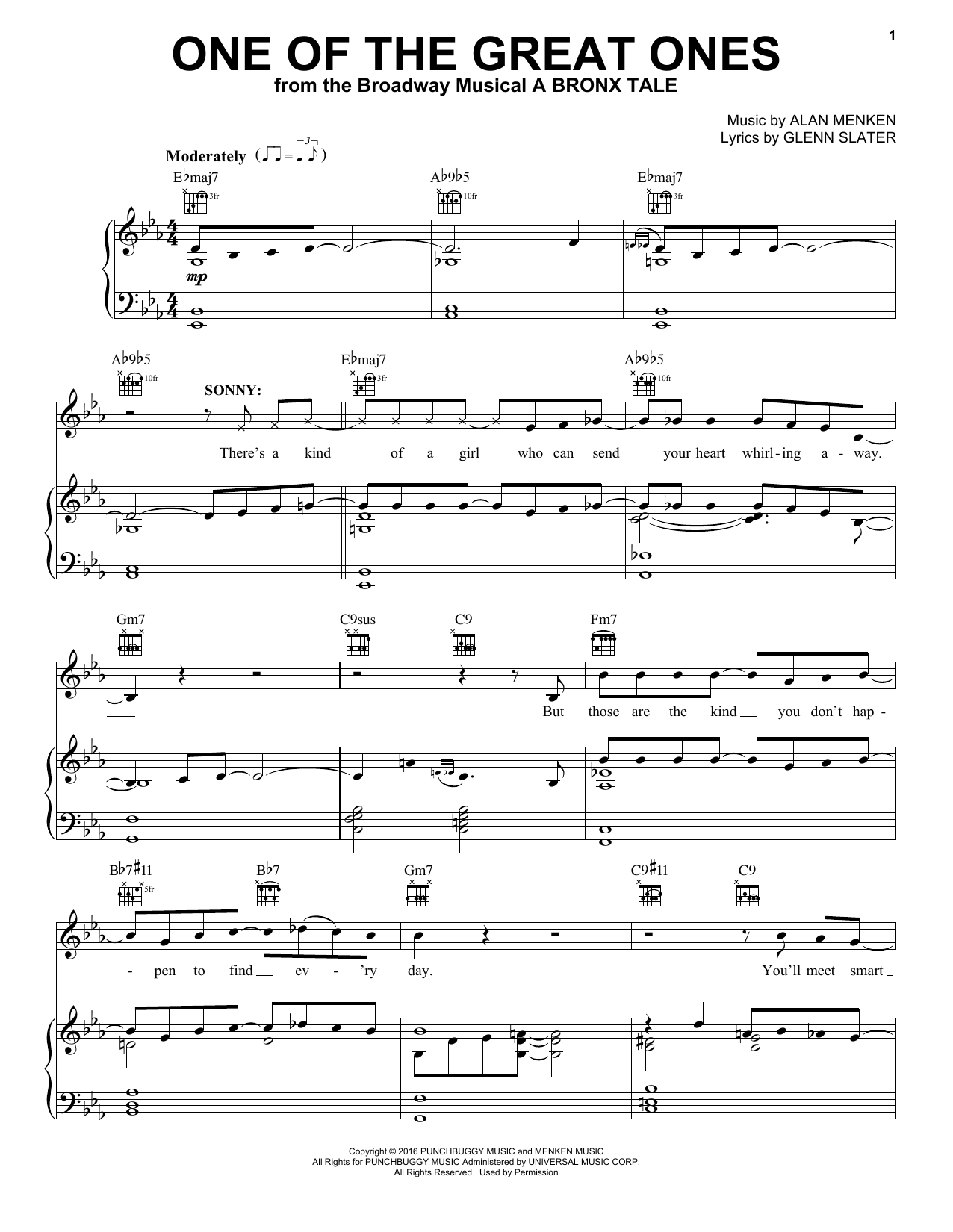 Alan Menken One Of The Great Ones sheet music notes and chords arranged for Piano, Vocal & Guitar Chords (Right-Hand Melody)