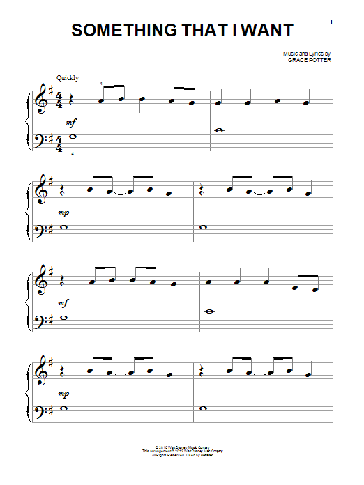 Alan Menken Something That I Want (from Disney's Tangled) sheet music notes and chords arranged for Big Note Piano