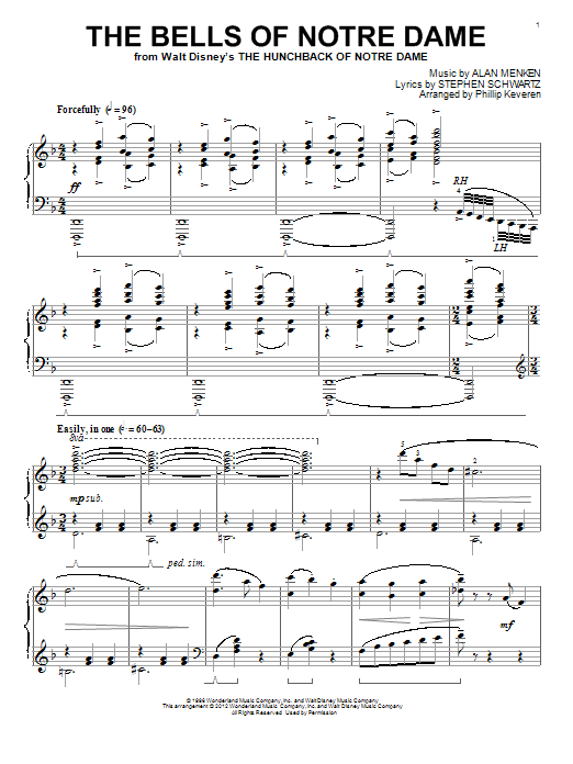 Alan Menken The Bells Of Notre Dame [Classical version] (arr. Phillip Keveren) sheet music notes and chords arranged for Piano Solo