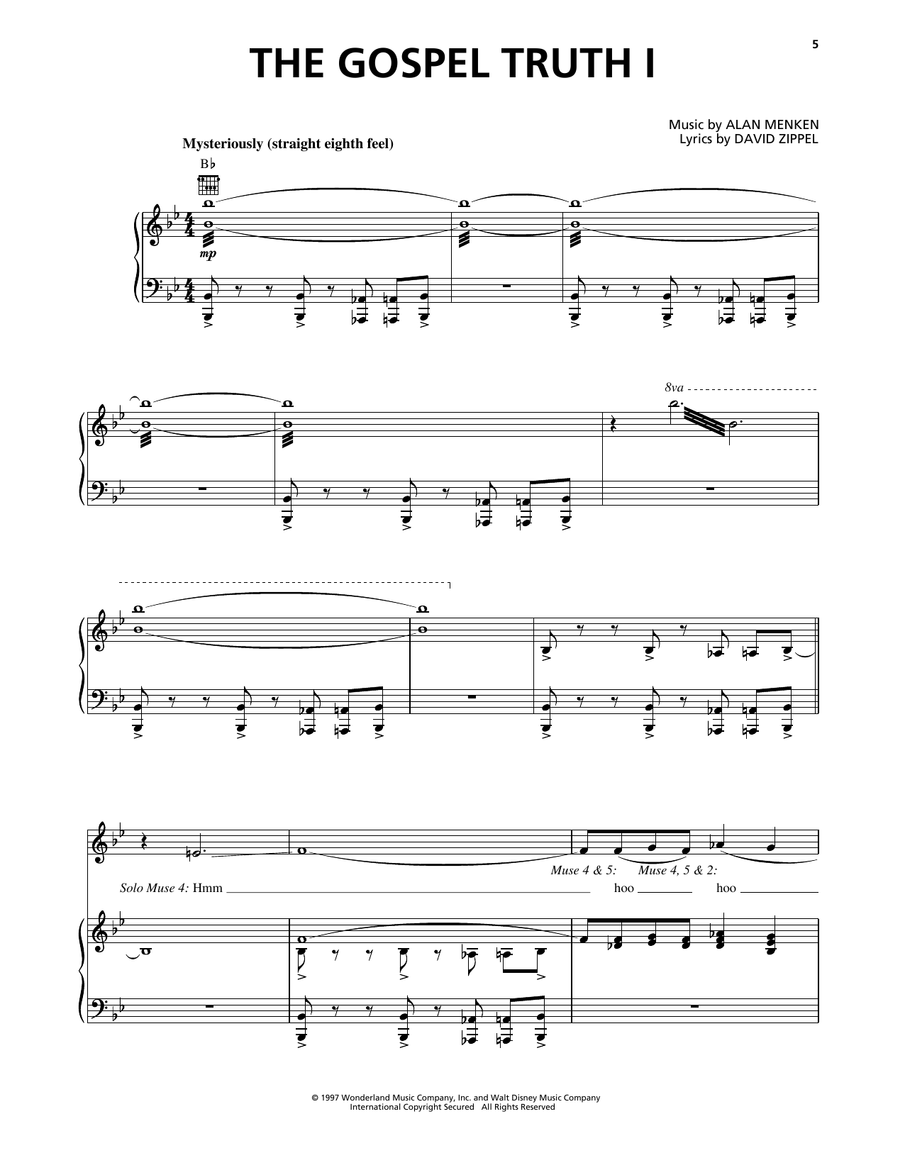 Alan Menken The Gospel Truth I (from Hercules) sheet music notes and chords arranged for Piano, Vocal & Guitar Chords (Right-Hand Melody)