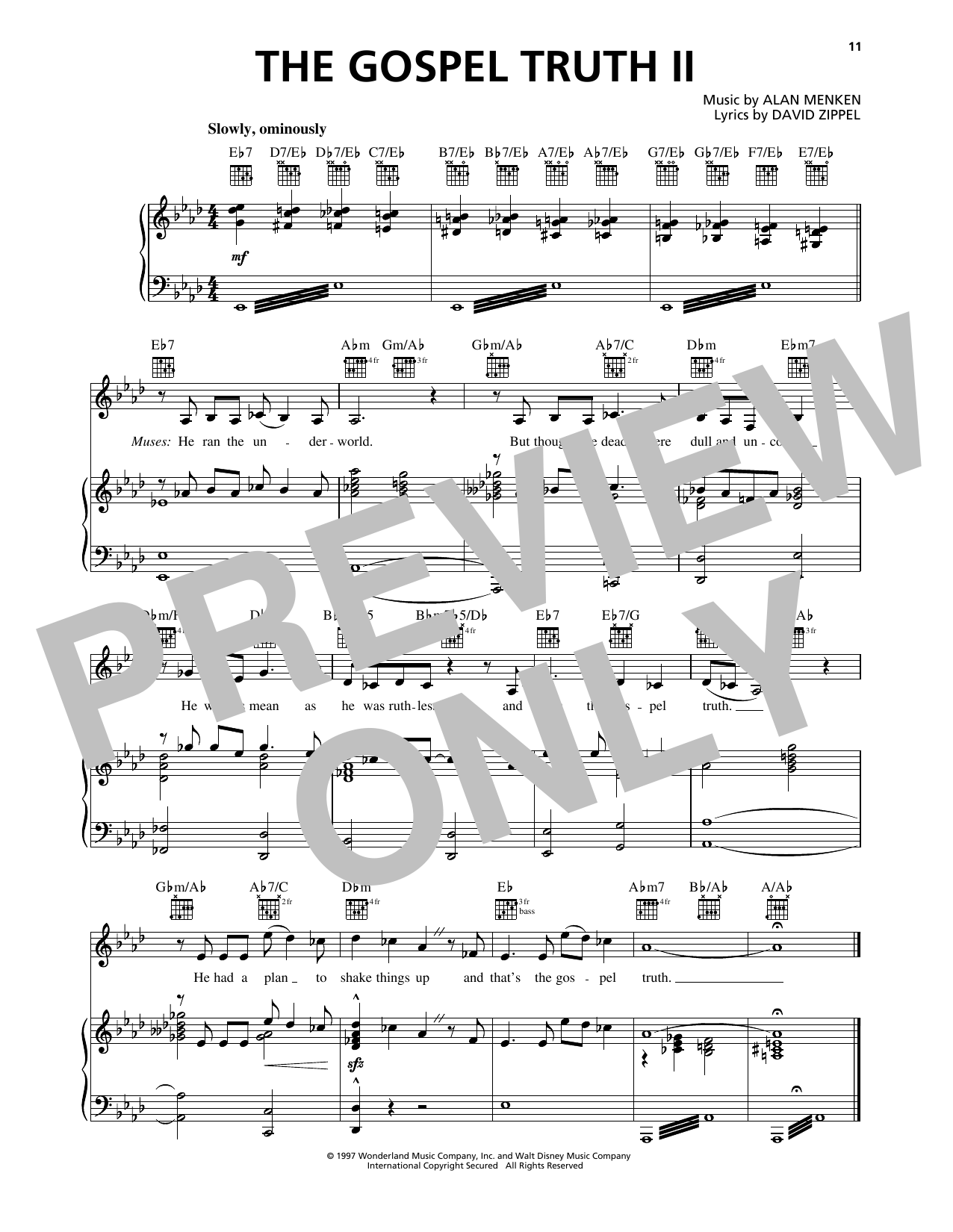 Alan Menken The Gospel Truth II (from Hercules) sheet music notes and chords arranged for Piano, Vocal & Guitar Chords (Right-Hand Melody)