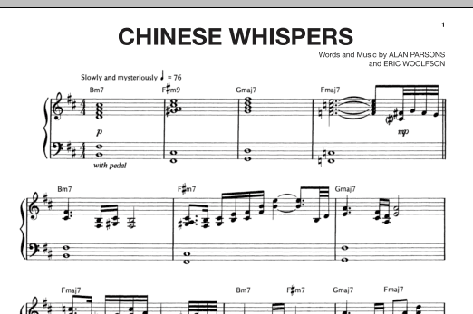 Alan Parsons Project Chinese Whispers sheet music notes and chords arranged for Piano, Vocal & Guitar Chords (Right-Hand Melody)