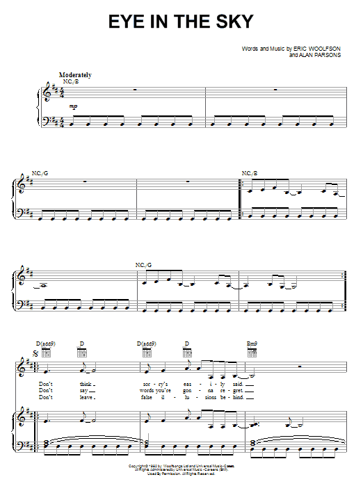 Alan Parsons Project Eye In The Sky sheet music notes and chords arranged for Keyboard Transcription