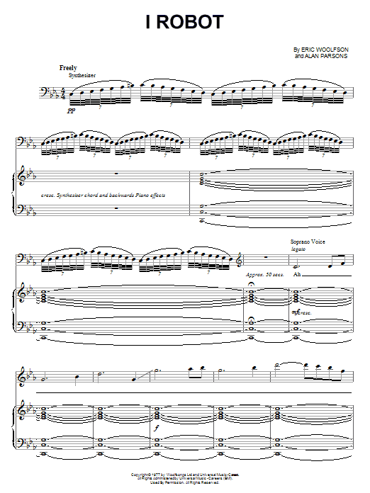 Alan Parsons Project I Robot sheet music notes and chords arranged for Piano, Vocal & Guitar Chords (Right-Hand Melody)