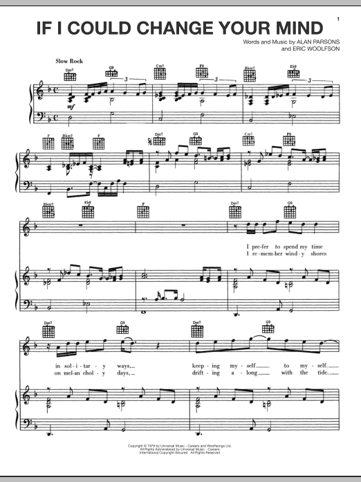 Alan Parsons Project If I Could Change Your Mind sheet music notes and chords arranged for Piano, Vocal & Guitar Chords (Right-Hand Melody)