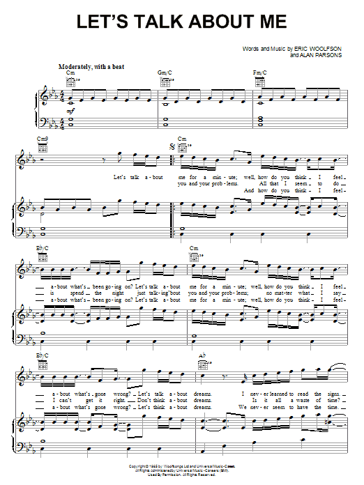 Alan Parsons Project Let's Talk About Me sheet music notes and chords arranged for Piano, Vocal & Guitar Chords (Right-Hand Melody)