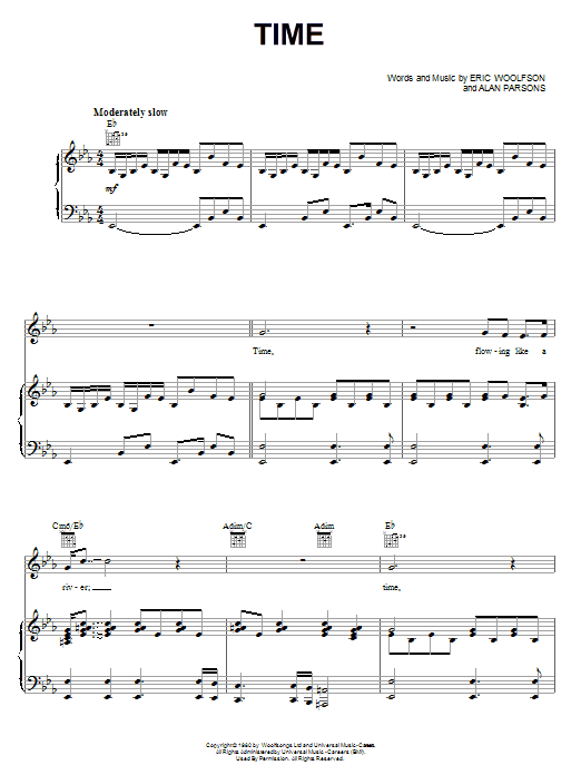Alan Parsons Project Time sheet music notes and chords arranged for Piano, Vocal & Guitar Chords (Right-Hand Melody)