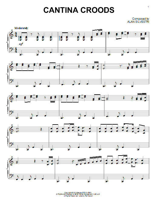 Alan Silvestri Cantina Croods (from The Croods) sheet music notes and chords arranged for Piano Solo