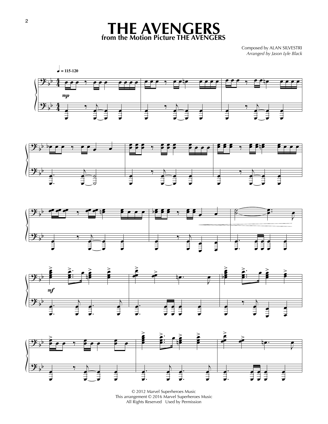 Alan Silvestri The Avengers (arr. Jason Lyle Black) sheet music notes and chords arranged for Piano Solo