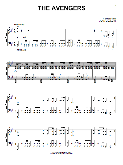 Alan Silvestri The Avengers sheet music notes and chords arranged for Piano Solo