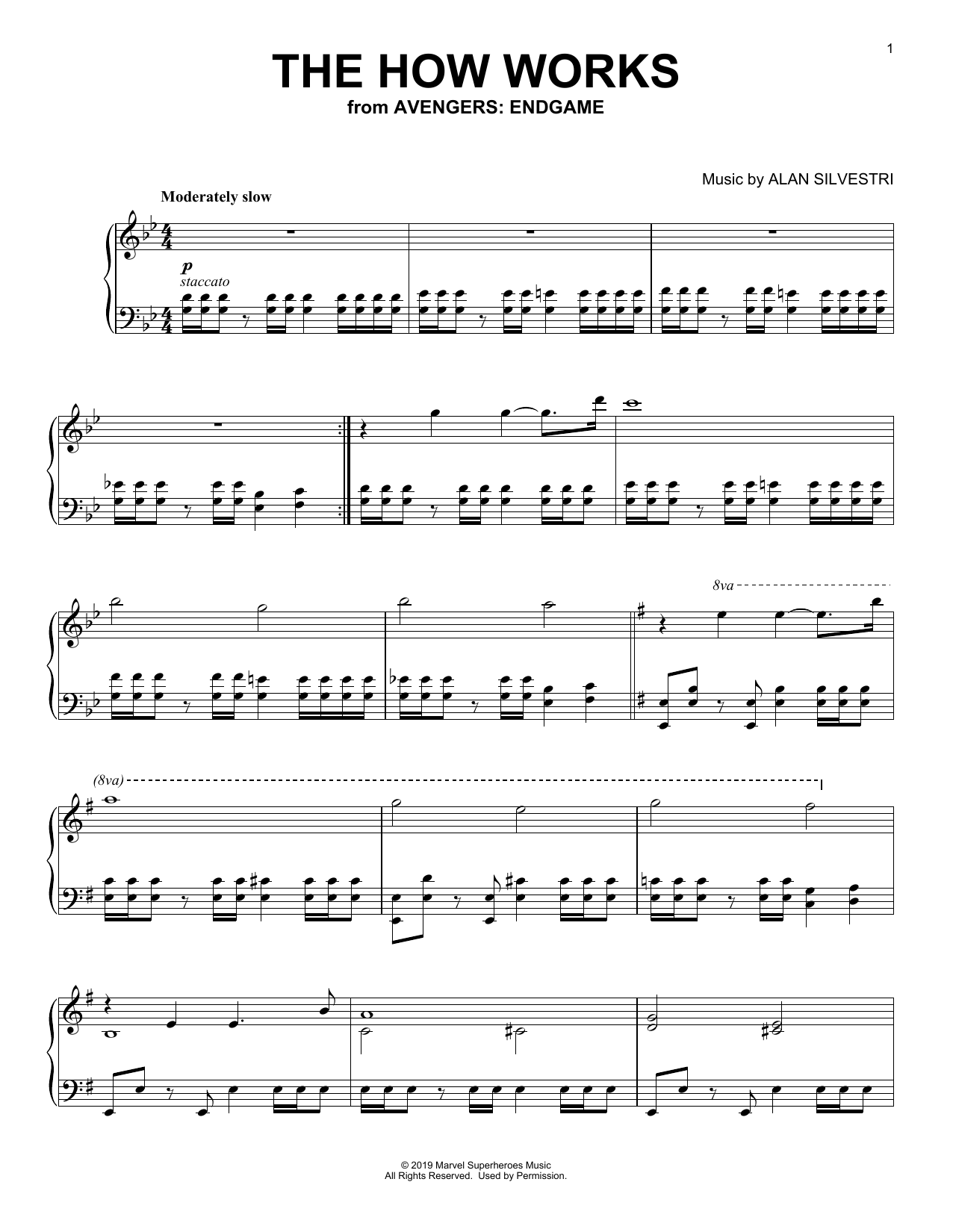 Alan Silvestri The How Works (from Avengers: Endgame) sheet music notes and chords arranged for Piano Solo