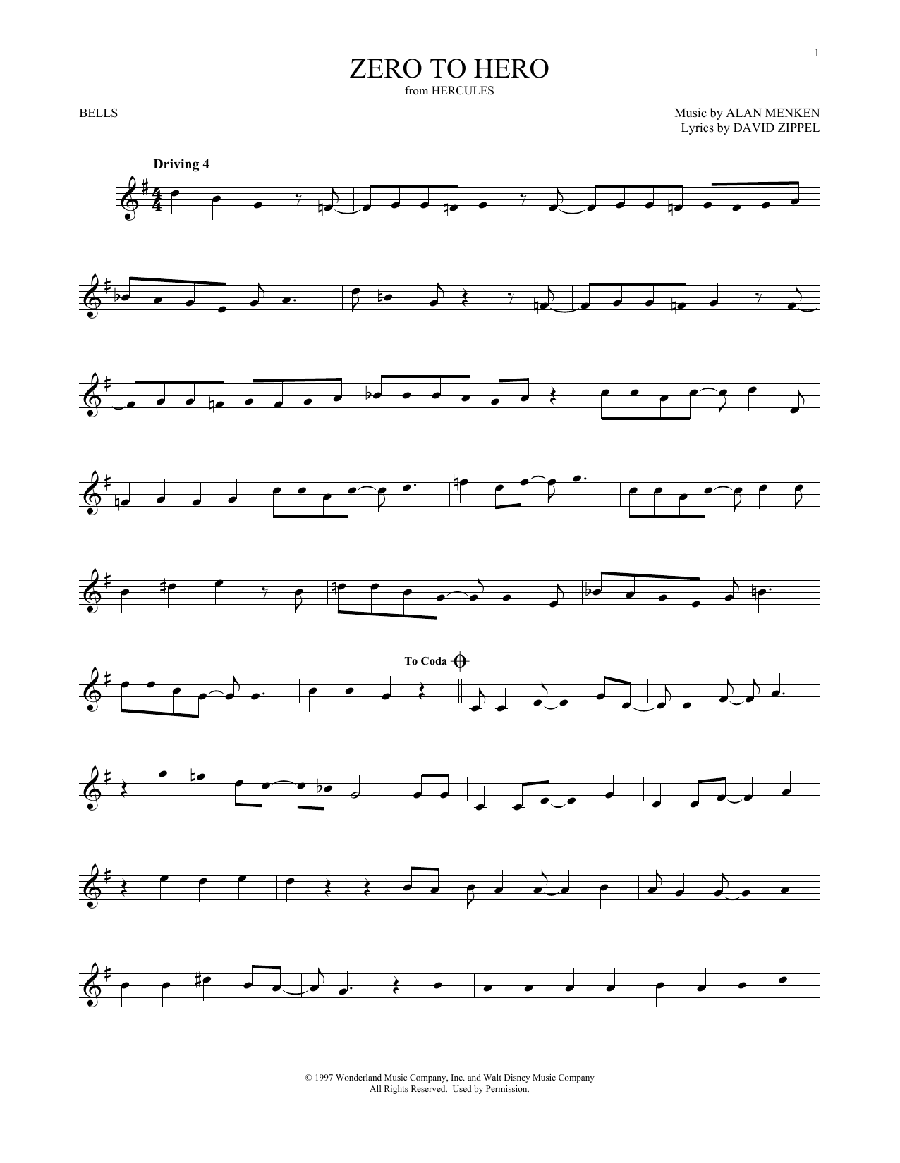 Alan Menken Zero To Hero sheet music notes and chords. Download Printable PDF.