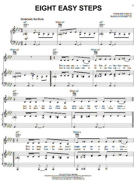 Alanis Morissette Eight Easy Steps sheet music notes and chords arranged for Piano, Vocal & Guitar Chords (Right-Hand Melody)