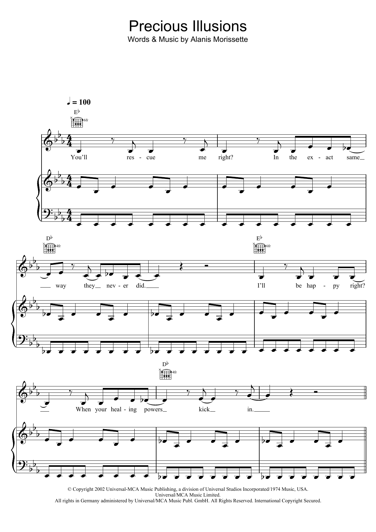 Alanis Morissette Precious Illusions sheet music notes and chords arranged for Piano, Vocal & Guitar Chords