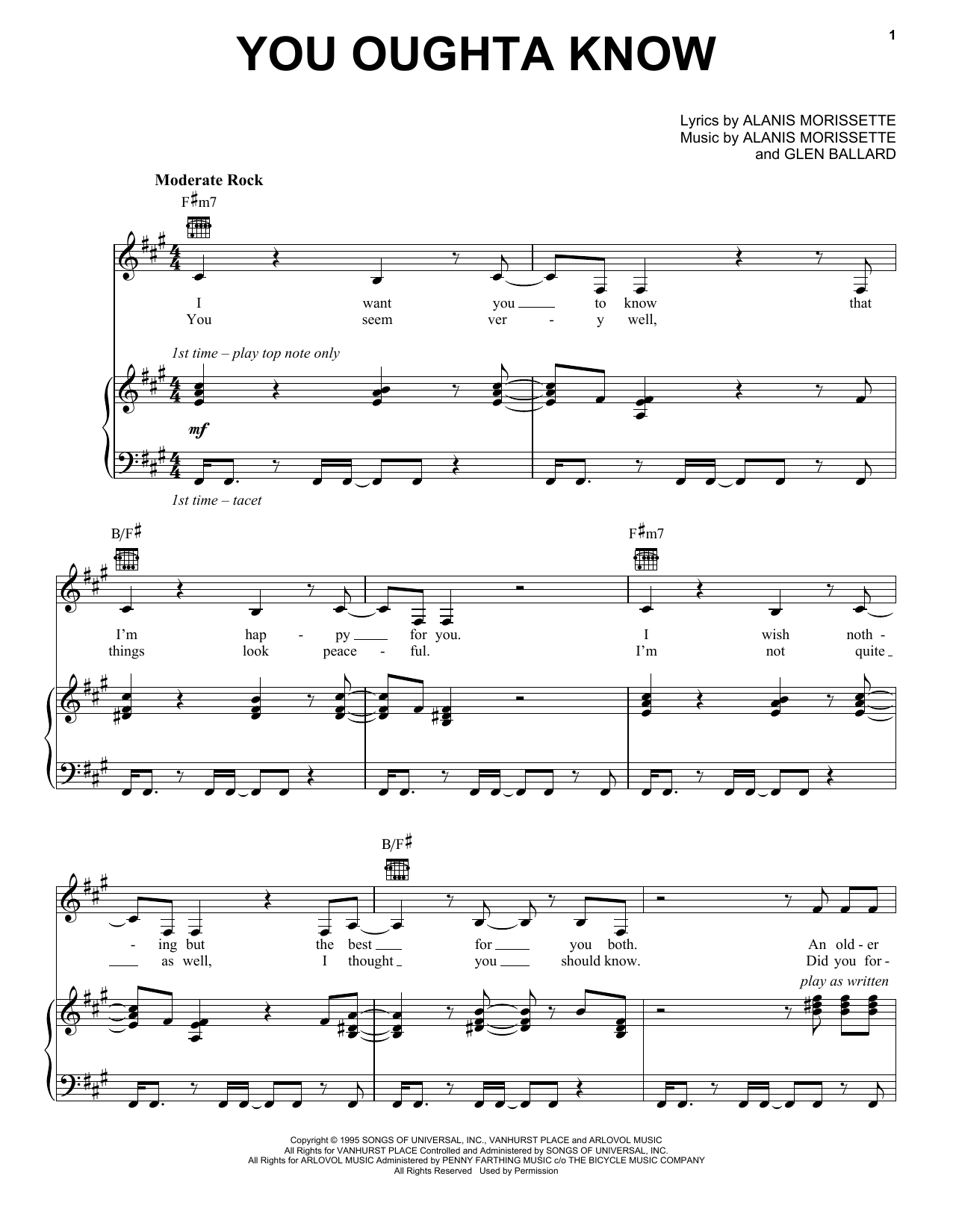 Alanis Morissette You Oughta Know sheet music notes and chords arranged for Drum Chart