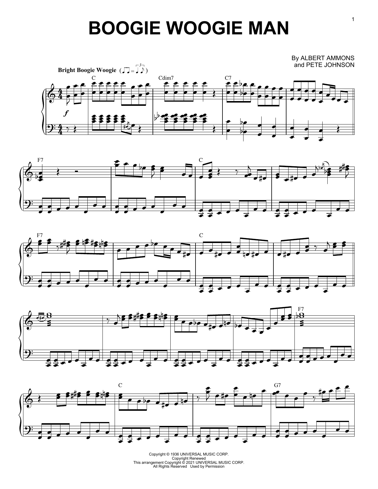 Albert Ammons Boogie Woogie Man (arr. Brent Edstrom) sheet music notes and chords arranged for Piano Solo